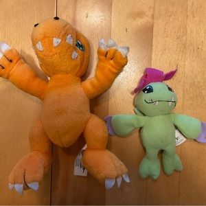 Digimon Agumon Palmon 1999 Play by Play and 2001 Europe Plush Stuffed Animal